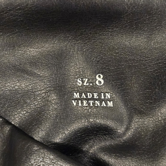 WHBM SZ 8 Black Faux Leather Matrix Bodycon Pull On Skinny Ankle Runway Legging - Picture 6 of 13